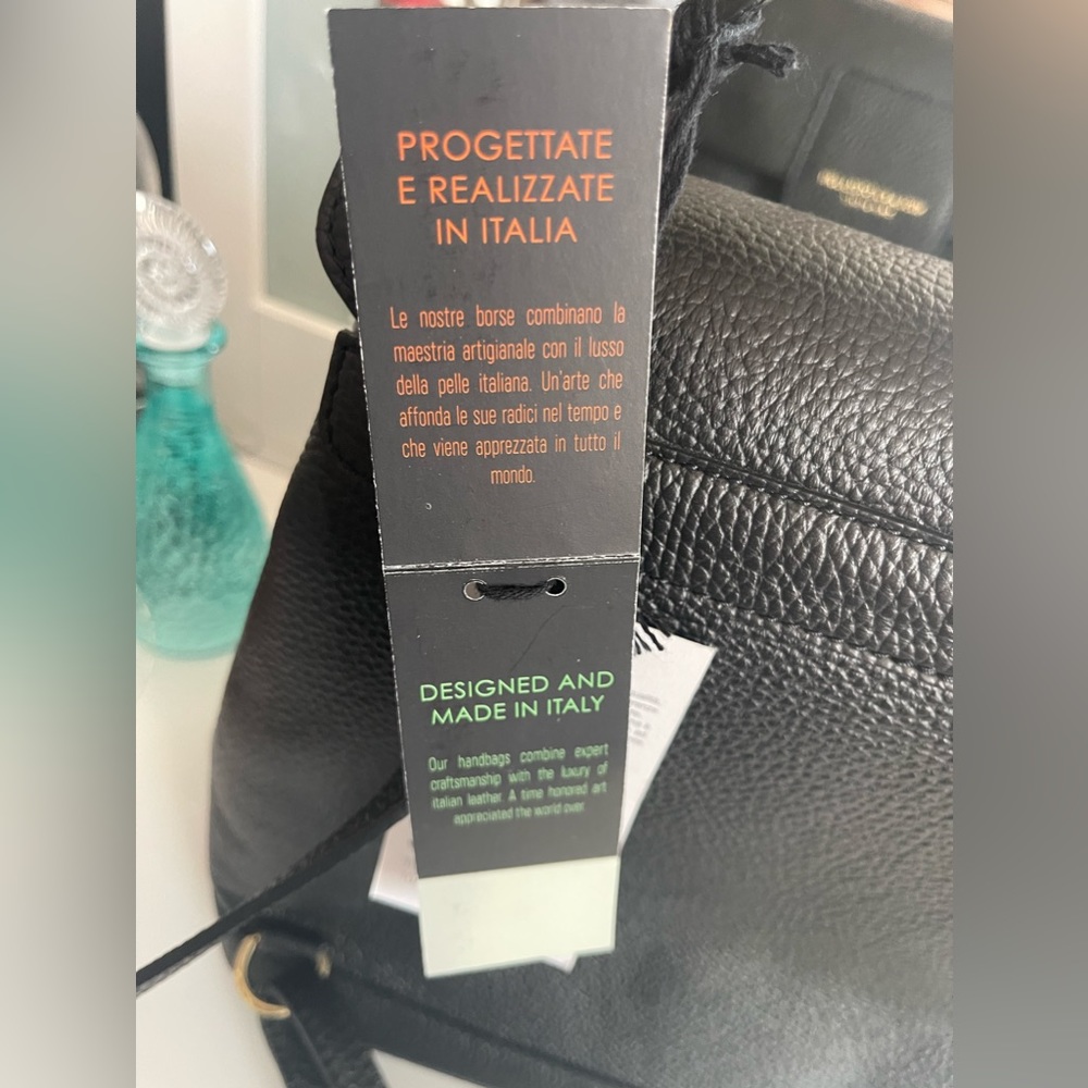 VIOLA CASTELLANI  beautiful Italian Black Leather Backpack Bag NWT. - Picture 7 of 8